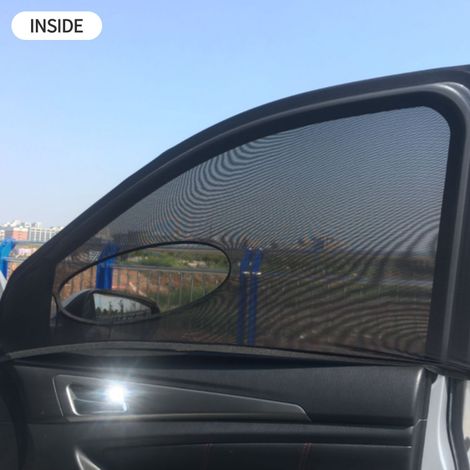 Lot de 2 rideaux pare-soleil universels pour vitres avant de voiture/SUV, protection solaire intérieure contre les moustiques et les UV, pour une occultation optimale et une intimité préservée. (1/4)