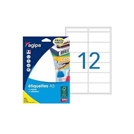 Étiquettes multi-usages - AGIPA - 48,5 x 38 mm - Blanches - Adhésif permanent - Coins arrondis (1/3)