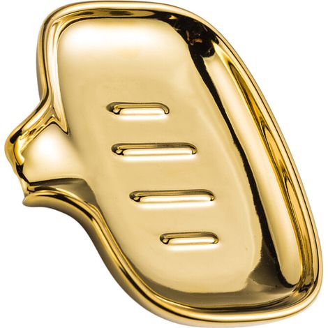 Portasapone in ceramica con foro di drenaggio a forma di U, colore oro