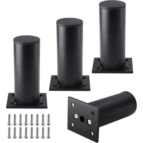 Lot de 4 pieds de meuble 4 pouces, pieds d'armoire réglables en alliage d'aluminium, pieds de support de canapé ronds en métal, pour cuisine, table, armoire, étagères, diamètre 1,5 pouce (1/4)