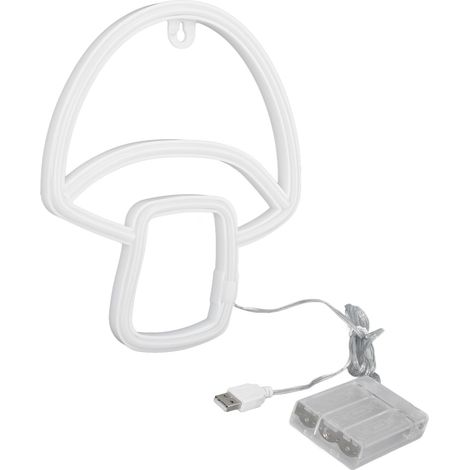 Lumière néon LED champignon, enseigne lumineuse champignon mignonne pour décorer salon, chambre d'enfant, bar, salle de jeux, alimentation par batterie USB (1/5)