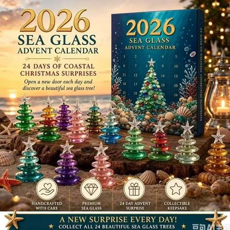 Sea Glass Christmas Tree Advent Calendar - Ocean-themed Christmas Decoration Blind Box - Sea Glass Blind Box -