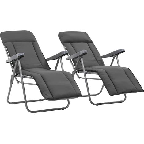 vidaXL Sillas plegables con cojines, 2 unidades, color gris. (1/5)