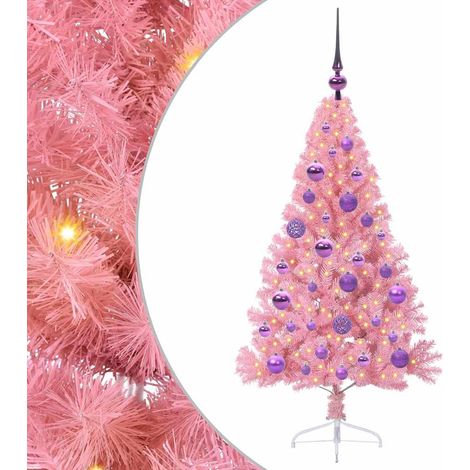 Albero di Natale artificiale con luci integrate Rosa 120 cm PVC vidaXL