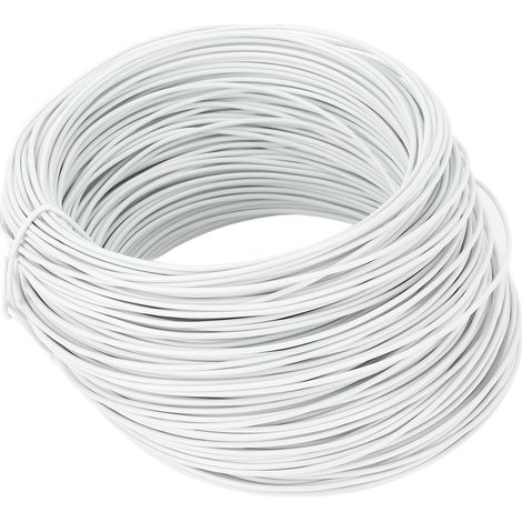 Bobine de fil d'attache de 0,75 mm x 50 m, en fer galvanisé revêtu de PVC, pour la fixation de barres d'armature et de câbles à fibres optiques, blanc. (1/5)