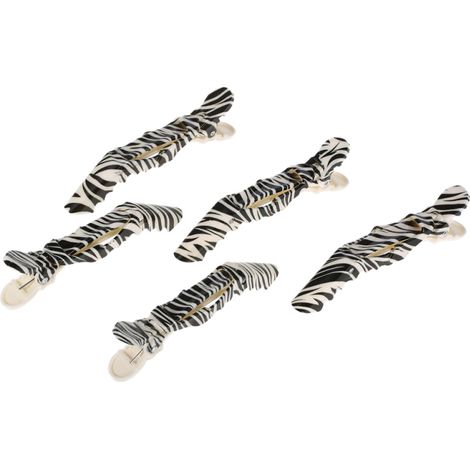 Juego de 5 pinzas para el cabello con forma de cocodrilo, pinzas para el cabello con forma de cocodrilo, pinzas para separar el cabello, herramienta de peinado de plástico con diseño de cebra (1/5)