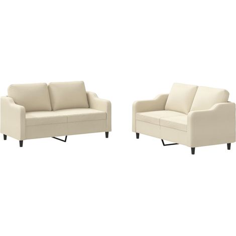 vidaXL Set di Divani 2 pz con Cuscini Crema in Tessuto