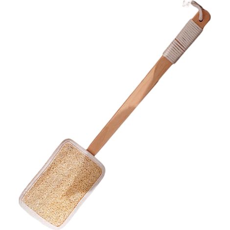 Gant Exfoliant En Loofah Naturel - Manche En Bambou - Pour Dos - Usage Douche Et Bain - 1 Pièce (1/5)