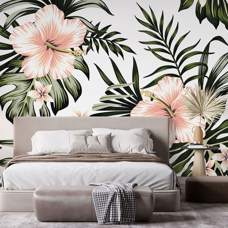 Papier peint panoramique - Fleurs tropicales - 130 cm x 87 cm (1/4)