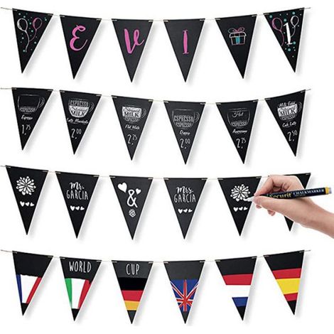Guirlande Drapeau Ardoise - Noir - 12 Drapeaux Rigides - Pour Décoration Événementielle Intérieure Extérieure - 1 Pièce (1/3)
