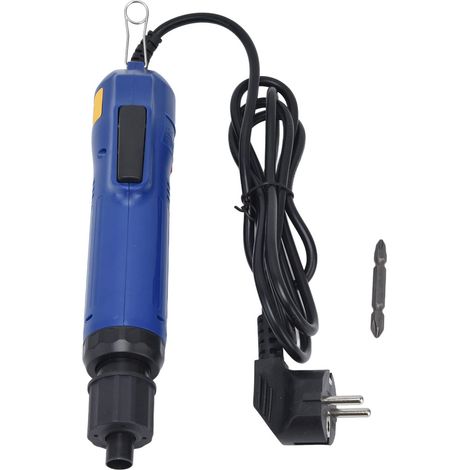 Tournevis électrique avec Embout EU Plug 220V, Tournevis à Tête Hexagonale Droite à Haute Torsion avec 1 Embout 1/4" pour Acier Bois Bleu (1/5)