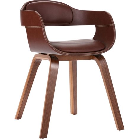 Chaise à manger,Chaise de salle à manger Marron Bois courbé et similicuir CFW14173 (1/5)
