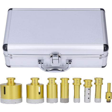 Kit 8 forets diamantés 20-20-27-35-55-68mm, scie cloche diamant soudée, embout de perçage à queue hexagonale, ensemble de carottage pour béton. (1/5)