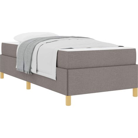 Lit simple  Lit adulte  Cadre de lit avec matelas Taupe 80 x 200 cm tissu