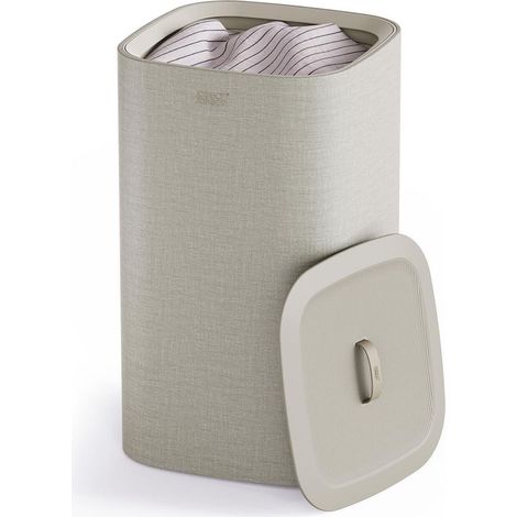 Wäschekorb Tota One 60L Joseph Joseph, ideal für Bettwäsche und Handtücher, abnehmbare Tasche, leicht zu greifende Griffe, stilvolles und funktionelles Design - Farbe ecru