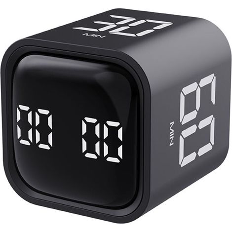 Pomodoro-Timer mit Schwerkrafterkennung – Zeitmanagement-Tool für Suchterkrankungen, Arbeit, Büro, Studium, Aufgaben, Kinder, Kochen, Sport (Schwarz) (1/4)