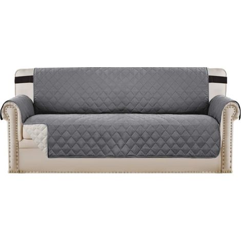 Copridivano per cani/gatti/animali domestici, copridivano trapuntato con cinturino elastico antiscivolo, copridivano resistente all'acqua, larghezza seduta: 66", grigio scuro