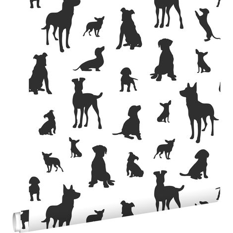 papier peint chiens noir et blanc - ESTAhome (1/4)