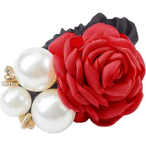 1 paquet de serre-tête vintage en perles roses, serre-tête haut en forme de pointe, accessoires pour serre-tête en fausses perles (bordeaux) (1/3)