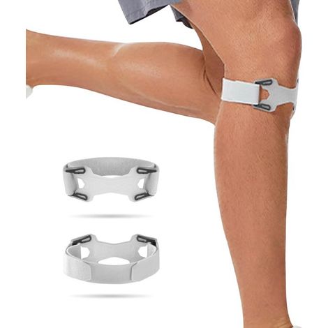 2 ginocchiere regolabili in silicone - Supporto per rotula e sollievo dal dolore ai tendini per basket, corsa e squat (1/5)