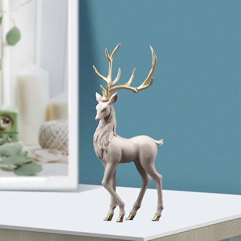 Kreative Rentier-Ornamente, Sammlerstücke, leichte Luxus-Hirschdekoration im modernen Stil für Regal, Weinschrank, Weihnachtsgeschenk, Hirschfiguren – stehend, grau (1/4)
