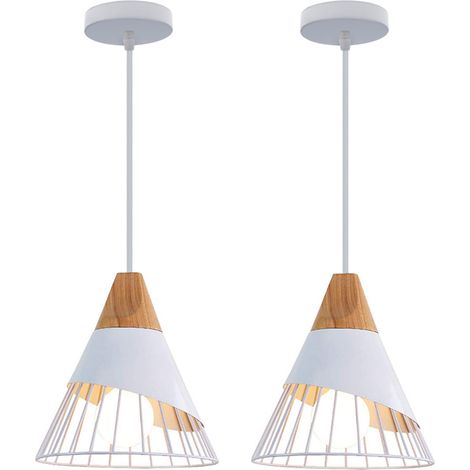 2PCS Retro Metal Pendant Lights Metal Cage E27 Pendant Lights , Industrial Chandelier Vintage Pendant Light White Creative Pendant Lights
