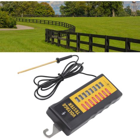 Testeur de tension pour clôture électrique 12KV, étanche et portable avec 8 voyants néon, idéal pour fermes et bétail.