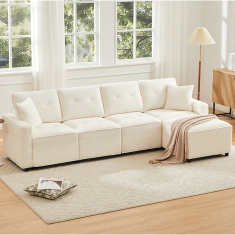 canape 4 places rangement pouf velours cotele OKMYHOME (1/5)