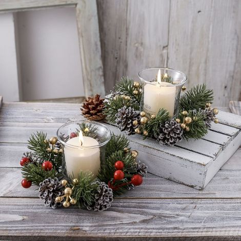 Guirlande De Noël - Support À Bougies En Plastique - Pour Porte Fenêtre Arbre De Noël - 20 X 20 Cm - 1 Pièce (1/5)