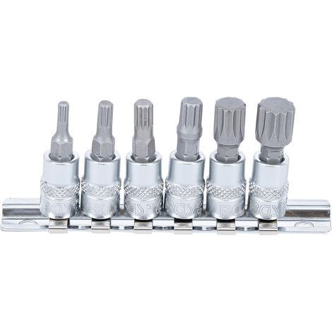6 Pièces Douille, Carré 6,3 mm, Denture Multiple Intérieure, Acier Chrome-Vanadium, Pour XZN M4-M12 (1/3)