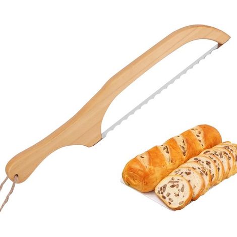 Cuchillo ergonómico de madera para pan - 40 cm para cortes perfectos de pan, pasteles y fruta. (1/5)