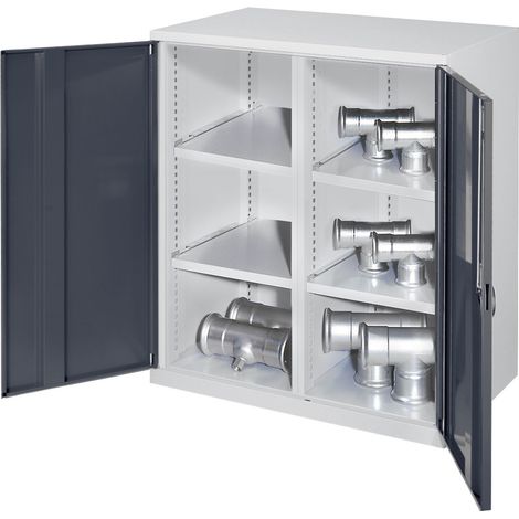 Kappes Schwerlast-Beistellschränke mit Mitteltrennwand 1110x1000x600mm Vollblechtüren Modell 76 anthrazitgrau