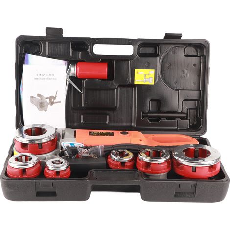 Filetage électrique portatif à main pour tuyaux, machine à fileter avec 6 filières, prise UE 220V, usage professionnel et domestique. (1/5)