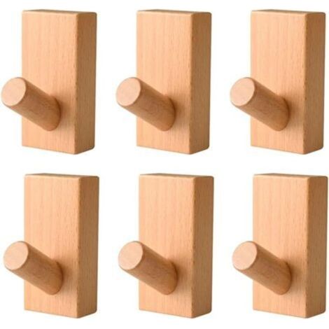 Crochet mural en bois de noyer et de hêtre nordique for manteau, vêtements d'entrée, jupe, chapeau, poinçon conique, décoration d'hôtel, porte-robe(Beech 6pcs) (1/4)
