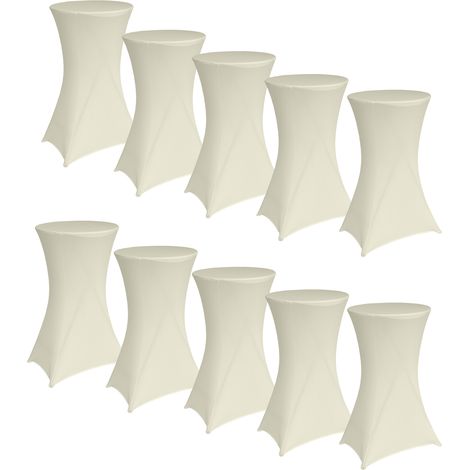 10x Stehtischhusse Tischdecke Husse Bistrotisch Partytisch Stretch Ø 60 cm beige (1/5)