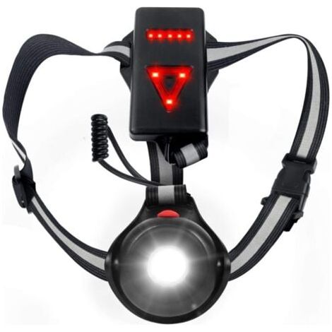 Lampe de course pectorale pour coureurs, conçue pour le jogging de nuit et tôt le matin, luminaire haut de gamme pour la course, la promenade du chien, le camping et la randonnée. (1/4)
