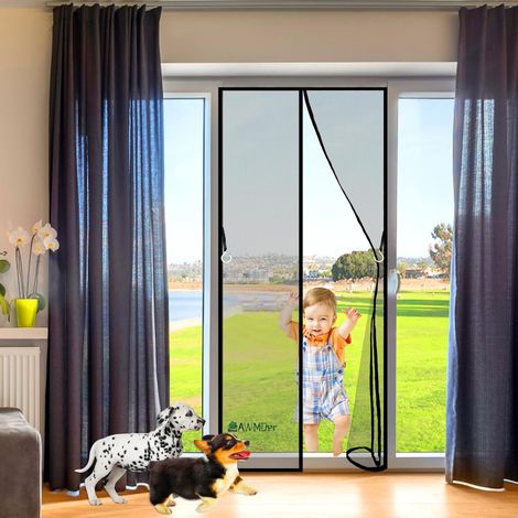 Moustiquaire Magnétique Pour Portes 240 x 215 cm MagnéTique Rideau De Porte Sur Mesure Trame Délicate Avec Totalement, Fermeture Automatique Noir (1/5)