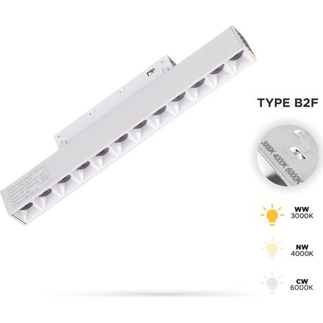 Griglia bianca, faretto lineare 12W 3CCT tipo B2F per binari magnetici SMART TRACK 48VDC (1/5)