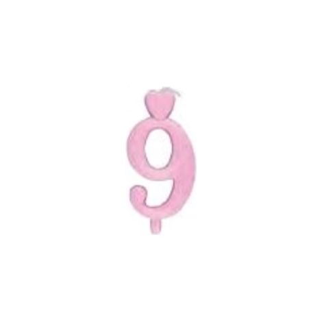 Candela a forma di cuore numero 9 rosa per torta