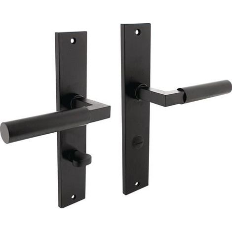 Langschildschildgarnitur Baustil Zamak F71 noir WC 72mm DIN L/R INTERSTEEL