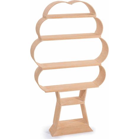 Espositori a forma di albero in legno ad effetto spazzolato con 6 ripiani / scaffali. Ideali per eventi e allestimenti vetrina, cm 69 x 15 x 122,5 H