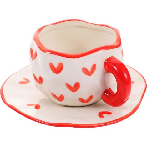 Tasse à lait en céramique peinte pour usage quotidien, tasse à café en céramique avec soucoupe (1/5)