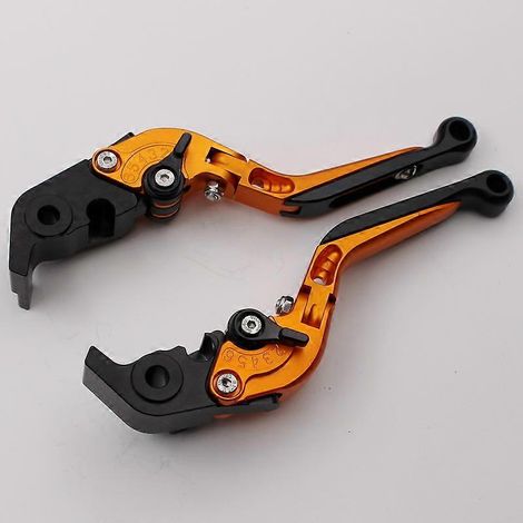 Convient pour la locomotive Ducati Panigale V4 modifiée, accessoires de poignée de frein, d'embrayage et de klaxon en alliage d'aluminium modifié (Orange) (1/5)