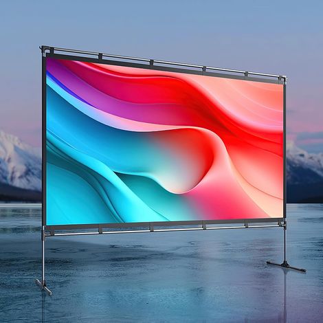 Écran de projecteur 100 Pouces, Prise en Charge 4K/3D/HDR, Anti-Rides, Contraste élevé, Projection Avant et arrière, Installation Facile pour cinéma Maison, Films en Plein air, Bureau et Jeux (1/5)