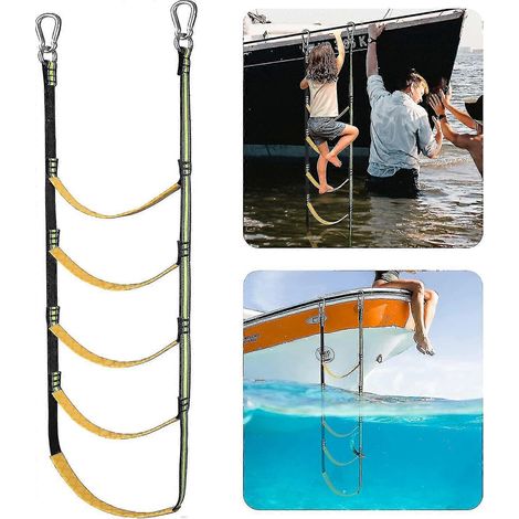 Échelle de corde pour bateau, extension d'échelle de corde portable pour bateaux pneumatiques et kayaks (rouge, 5 marches) (1/2)