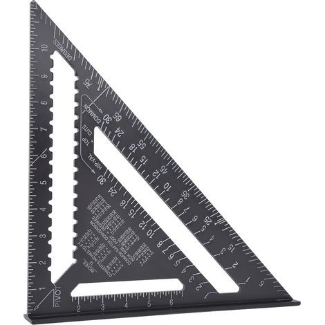 Équerre à angle droit en aluminium noir de 30 cm (12 pouces), rapporteur antirouille, outil de menuiserie, profilé en aluminium (1/4)