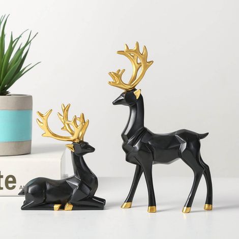 Renard - Figurines De Renne De Noël En Résine - Pour Décoration Intérieure Et Extérieure - Lot De 2 (1/3)