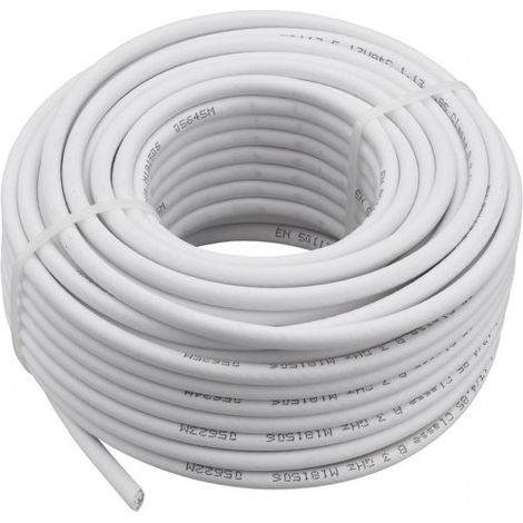 Telefunken – Câble coaxial pour antenne TV et satellite 40m – Installation intérieure classe A – Ø 6.8mm – Blanc – Télévision HD