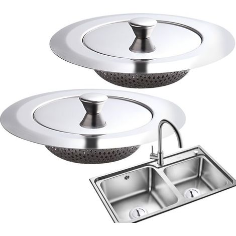 2PCS Filtre Evier Cuisine Universel avec Un Couvercle en Acier Inoxydable Grille Evier Cuisine pour la Cuisine et la Salle de Bain (1/5)