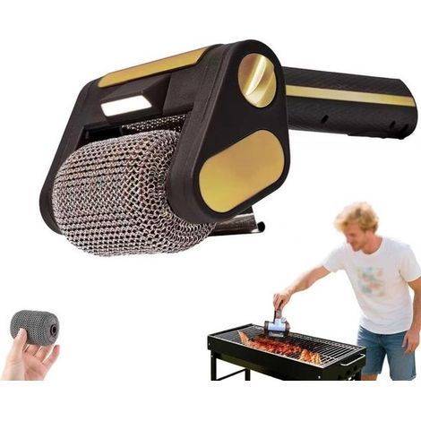 Limpiador eléctrico de parrillas sin cerdas，Cepillo para barbacoa para limpiar parrillas，Acero inoxidable 304，Inalámbrico，recargable，Negro (1/4)